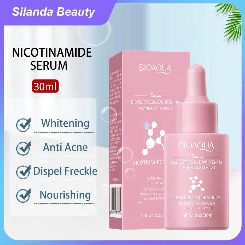 Silanda Beauty Bioaqua Nicotinamide Serum Korean Skincare Dispelling Freckle Face Essence Skin Whitening Facial Serum 30Ml