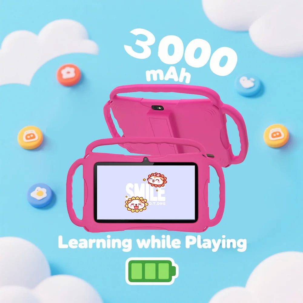 32GB Kids Tablet 7Inch Android Tablet Toddler with Case 5G Wifi Bluetooth Dual Camera Educational Learning Toys Children Gifts