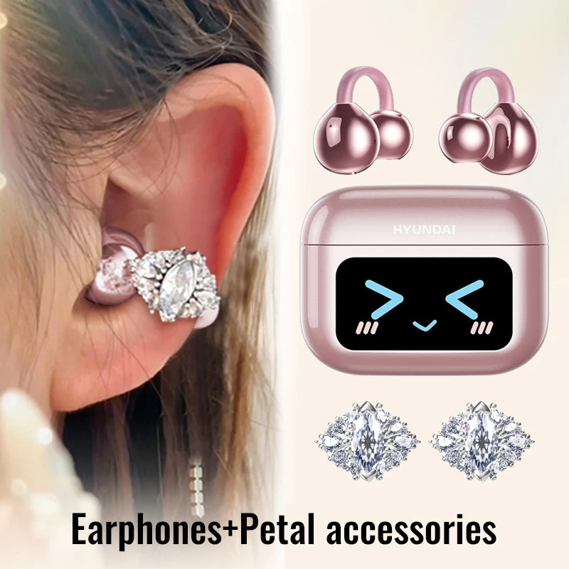 Choice M100 ENC Ear Clip LED Digital Display Earphones Wireless Bluetooth Headphones Noise Cancelling Touch Control