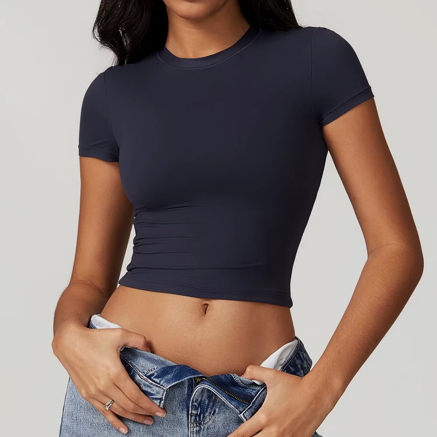 Women Yoga T-Shirt Sports Gym Cropped Tops Gym Training Shirt Fitness Short Sleeve Yoga Running Workout Tracksuit Short Sleeved