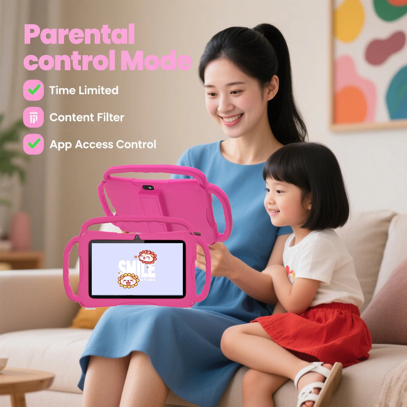32GB Kids Tablet 7Inch Android Tablet Toddler with Case 5G Wifi Bluetooth Dual Camera Educational Learning Toys Children Gifts