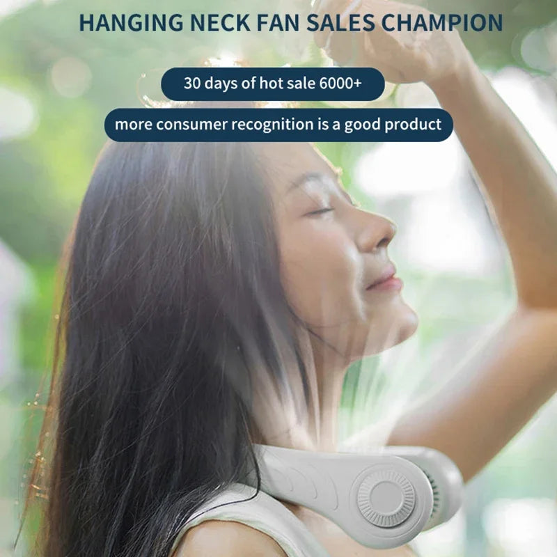 Portable Neck Fan 4000W Rechargeable USB Leafless Air Conditioner Bladeless Fans Hanging Neck Cooler for Outdoor