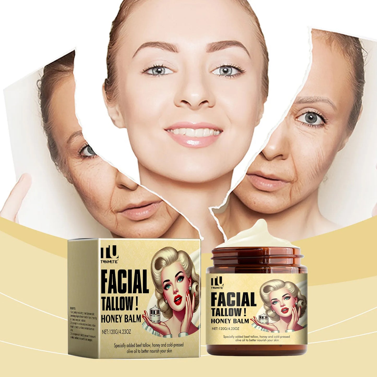 Beef Tallow Balm Skincare Balm Grass Fed Beef Tallow Body Face Moisturizer Whipped Tallow Balm For Face Cream