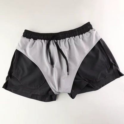 Women Sport Short with Underpants Quick Dry Summer Running Short Casual Gym Yoga Black Short Zipper Pocket Marathon Shorts