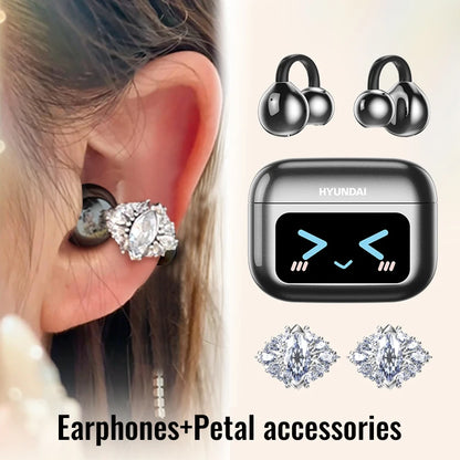 Choice  M100 ENC Ear Clip LED Digital Display Earphones Wireless Bluetooth Headphones Noise Cancelling Touch Control