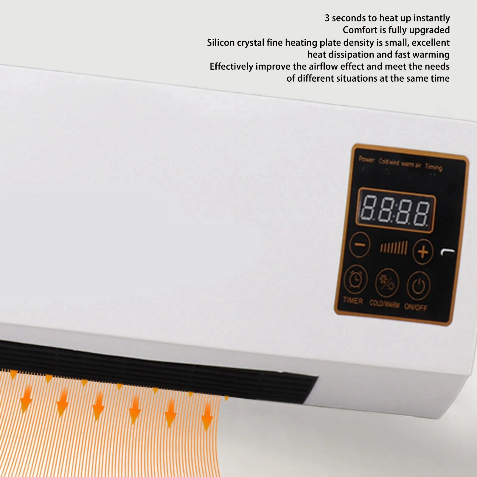 Wall Mounted Heating Machine Dual Use Highly Efficient Wide Angles Mobile Small Air Heater US Plug 110V