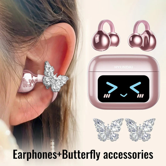 Choice  M100 ENC Ear Clip LED Digital Display Earphones Wireless Bluetooth Headphones Noise Cancelling Touch Control