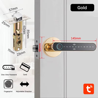 Smart Door Handle Fingerprint Password Digital Lock Tuya App Keyless Entry for Doors Smart Electronic Lock