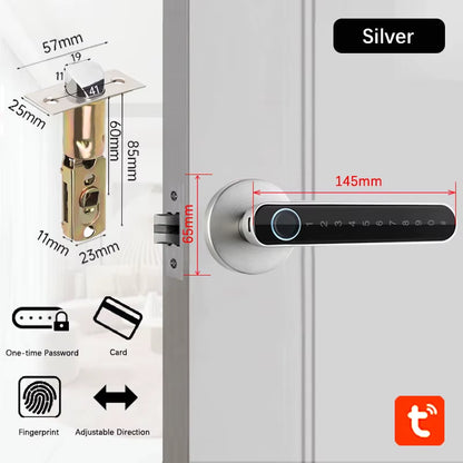 Smart Door Handle Fingerprint Password Digital Lock Tuya App Keyless Entry for Doors Smart Electronic Lock