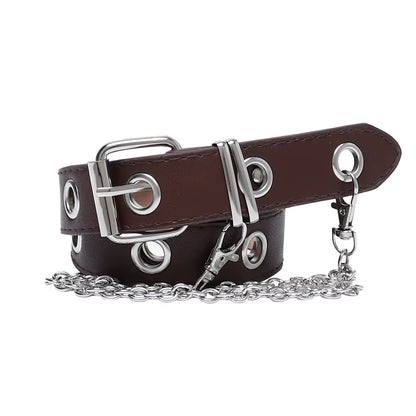 Coffee Black Color Women Belt Leather Pin Buckle Belt New Punk Wind Jeans Fashion Individual Decorative Belt Chain Women Belt