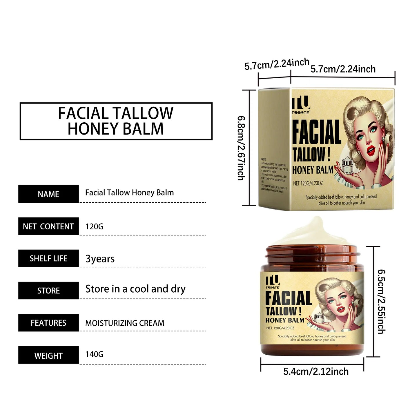 Beef Tallow Balm Skincare Balm Grass Fed Beef Tallow Body Face Moisturizer Whipped Tallow Balm For Face Cream