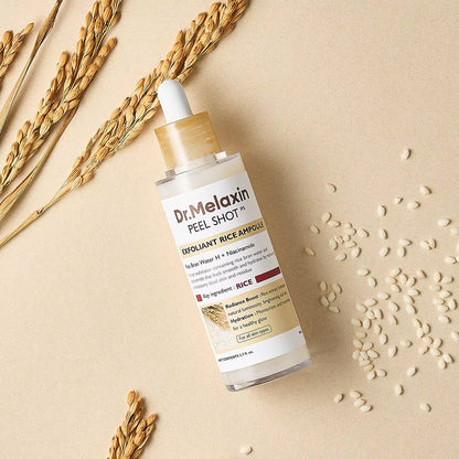 Dr.Melaxin Peel Shot Glow Rice Peel Ampoule Gentle Exfoliant Korean Skincare for All Skin Types Face Treatment