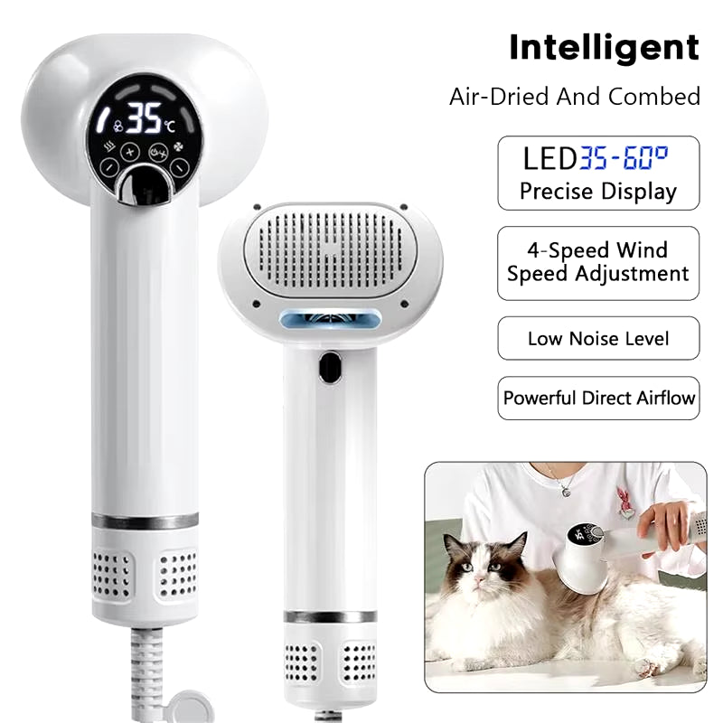 Dog Dryer Smart Hair Dryer Cat Grooming Hairdressing Blow & Comb Silent Smart Pet Hair Dryer Grooming Accessories Supplies