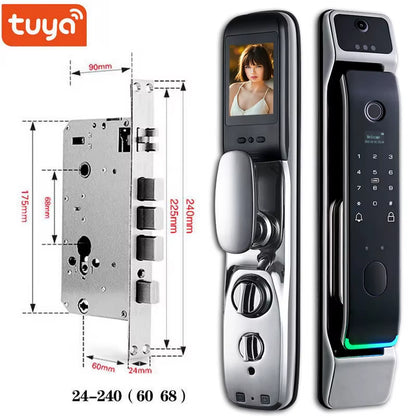 Tuya Smart 3D Face Door Lock Security Face & Camera Monitor Intelligent Fingerprint Password Biometric Electronic Key Unlock