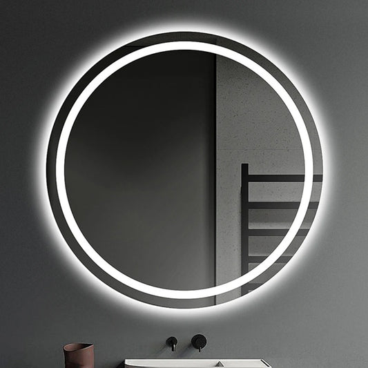 LED HD Smart Bathroom Mirror with Lights Circle Backlit Bathroom Mirror Wall Mounted Illuminated Mirror Advanced Bathroom Mirror