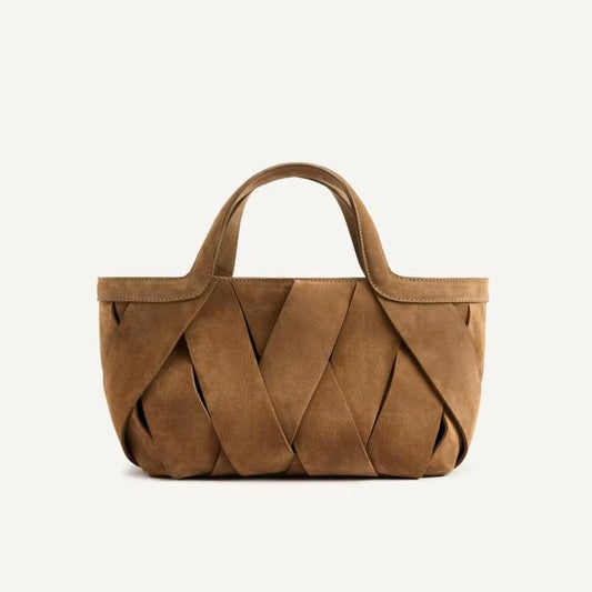 Women'S Mini Suede Shopper Bag, Luxury Design New in Handbags for Women, Solid Color Woven Tote Bags,