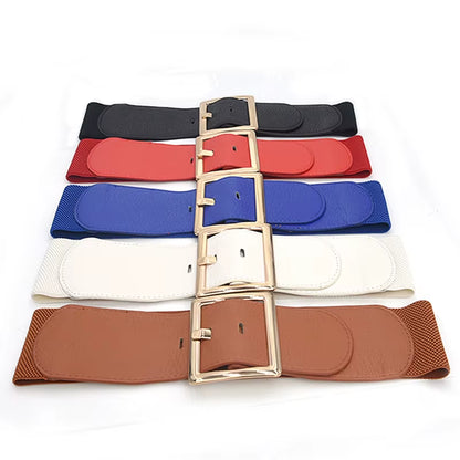 Plus Size Wide Corset Belt Ladies Waist Designer Belts for Women Elastic Cummerbunds Brown Stretch Big Dress Waistband