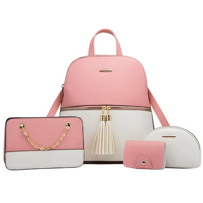 Women'S Fashion Bags 2025 3 Pcs Set Zipper Bag Ladies Color Contrast Backpacks for Women Brand Composite Bags
