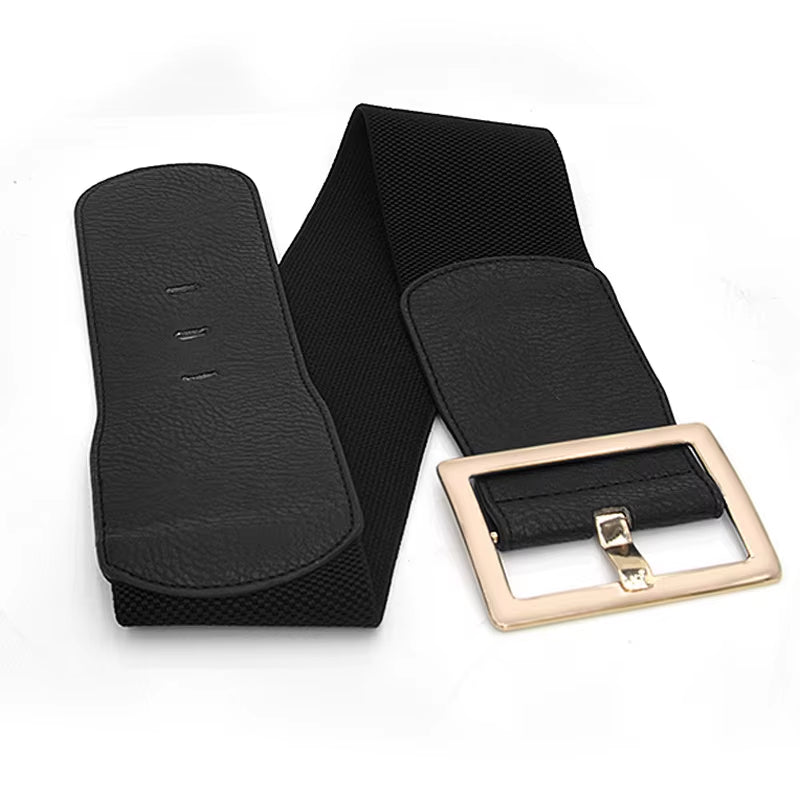 Plus Size Wide Corset Belt Ladies Waist Designer Belts for Women Elastic Cummerbunds Brown Stretch Big Dress Waistband