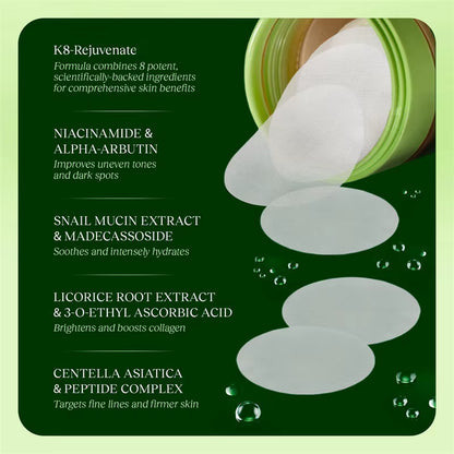 Korean Skincare Cotton Pads with Centella Asiatica, Niacinamide & Peptides for Pore Minimization & Hydration