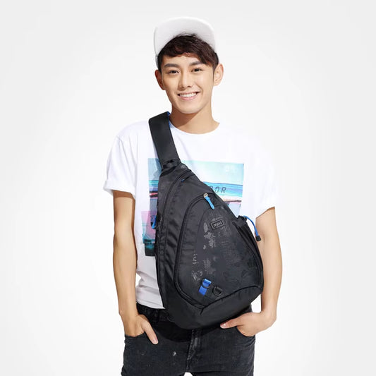 Mixi Fashion Backpack for Men One Shoulder Chest Bag Male Messenger Boys College School Bag Travel Causal Black 17 19 Inch