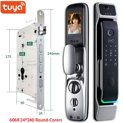 Tuya Smart 3D Face Door Lock Security Face & Camera Monitor Intelligent Fingerprint Password Biometric Electronic Key Unlock