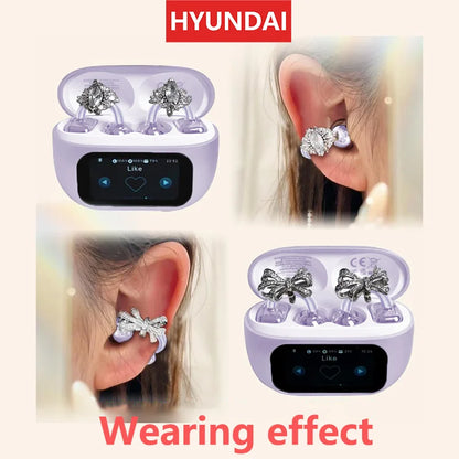 Choice  M100 ENC Ear Clip LED Digital Display Earphones Wireless Bluetooth Headphones Noise Cancelling Touch Control