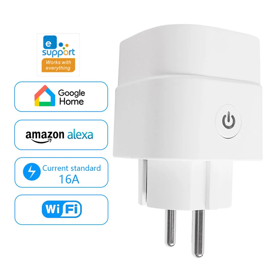 Wifi Smart Plug Sockets 16A EU Plug Tuya Smart Life APP Work with Alexa Google Home Smart-Home Automation EU UK Plug Yandex