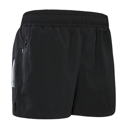 Women Sport Short with Underpants Quick Dry Summer Running Short Casual Gym Yoga Black Short Zipper Pocket Marathon Shorts
