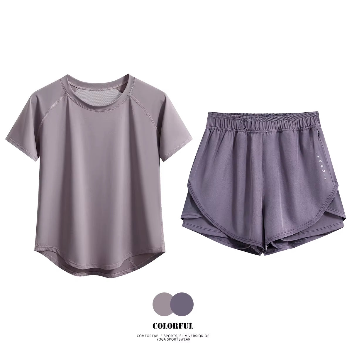 2Pcs Gym Set Women Summer Sportswear Outfit 2 Piece Short Sleeve Sports Shirt Shorts Sets Jogging Suit Female Tracksuit New