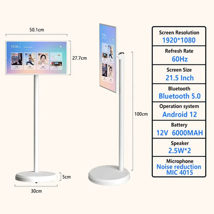 21.5 Inch Portable Stand by Me Smart TV 4GB + 64GB Rotable 1920*1080 Touch Screen, 6000Mah Battery Android TV