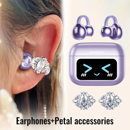 Choice  M100 ENC Ear Clip LED Digital Display Earphones Wireless Bluetooth Headphones Noise Cancelling Touch Control