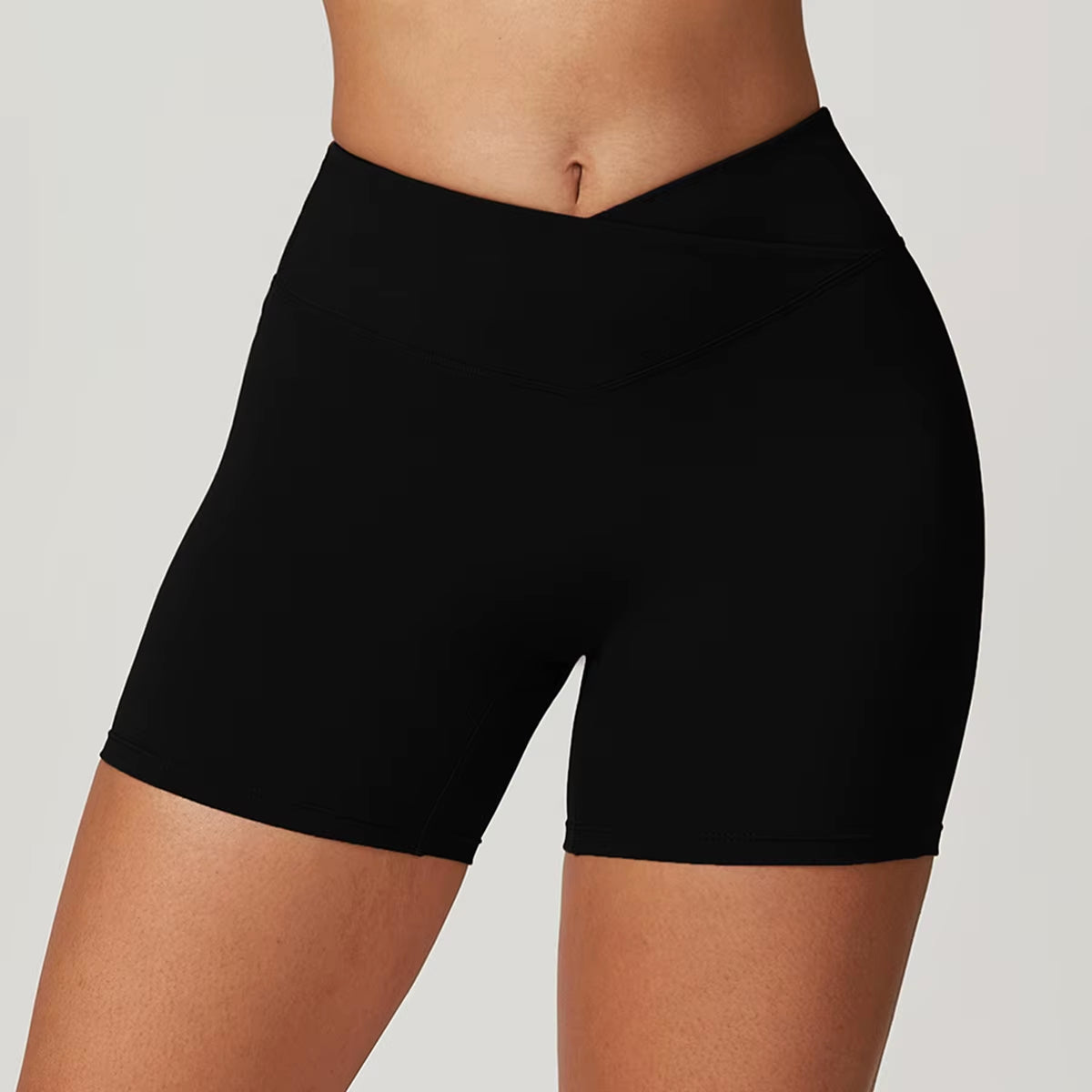 Gym Shorts Solid Women Yoga Shorts Crossover Fitness Short Leggings High Waist Running Short Pants Stretch Workout Short Clothes