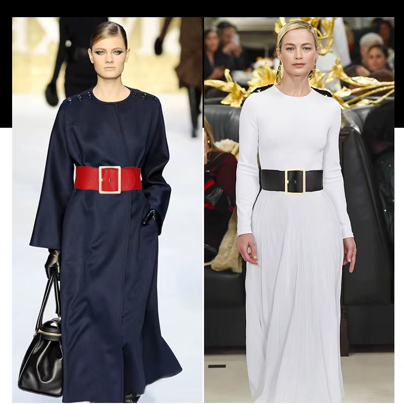 Plus Size Wide Corset Belt Ladies Waist Designer Belts for Women Elastic Cummerbunds Brown Stretch Big Dress Waistband