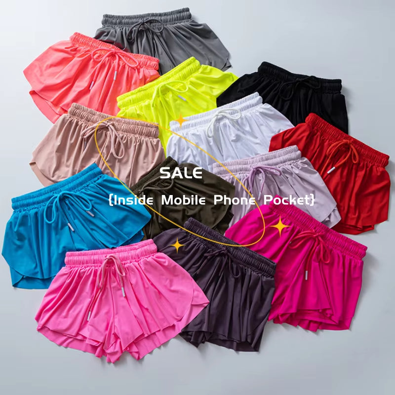 Women'S Pants Gym Sports Shorts Lining Loose Skirt Yoga Wear Fitness Running Training Trousers Summer Female Workout Clothing