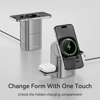 Qi2 Magnetic Wireless Charger Fast Charger 3-In-1 Intelligent Fast Charging 15W for Iphone 12/13/14/15/16, for Iwatch & Airpods