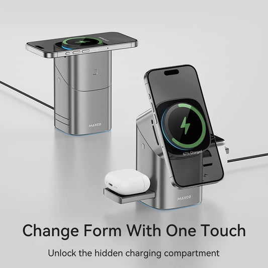 Qi2 Magnetic Wireless Charger Fast Charger 3-In-1 Intelligent Fast Charging 15W for Iphone 12/13/14/15/16, for Iwatch & Airpods
