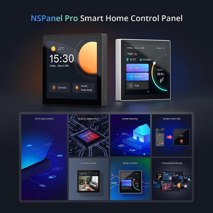 Nspanel Pro EU Smart Home Control Panel, Integrate Zigbee Gateway with Home Security, with Power Consumption Statistics, Thermostat, Call Intercom All-In-One Control Center Hub with Stand