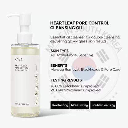 Anua Heartleaf 77 Toner, Pore Cleansing Oil, Deep Cleansing Foaming Cleanser, Moisturizing and Improving Skin, Korean Skincare