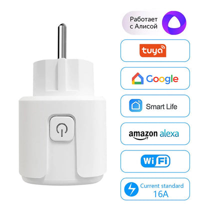 Wifi Smart Plug Sockets 16A EU Plug Tuya Smart Life APP Work with Alexa Google Home Smart-Home Automation EU UK Plug Yandex