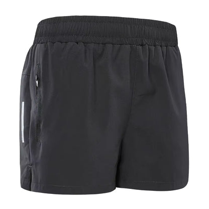 Women Sport Short with Underpants Quick Dry Summer Running Short Casual Gym Yoga Black Short Zipper Pocket Marathon Shorts