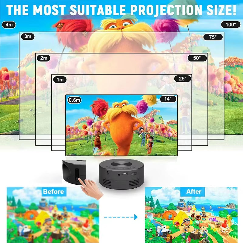 YT200 Smart Projector LED HD Projetor Supports Decoding 1080P Videos Auto Focus Android Home Cinema Outdoor Portable Projetor