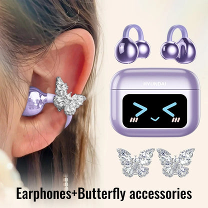 Choice  M100 ENC Ear Clip LED Digital Display Earphones Wireless Bluetooth Headphones Noise Cancelling Touch Control