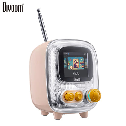 T-Tiivoo-2 Mini Small Tv Portable Radio FM with Adjustable Antenna Vintage Wireless 5.0 Bluetooth Speaker Cute Gift