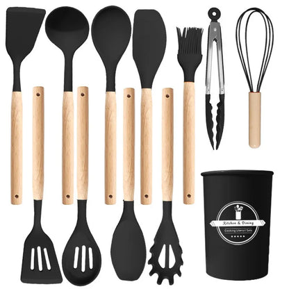 NEW12 Pcs/ Silicone Kitchen Utensils Set Combination Non-Stick Heat-Resistant Cookware Kitchen Kit Tools Kitchenware