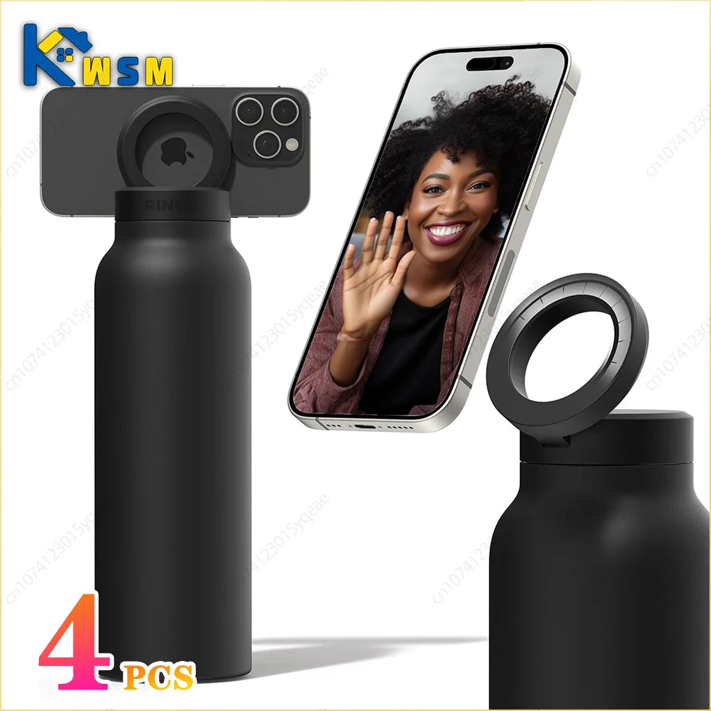 24OZ Insulated Water Bottle Magnetic Mobile Phone Holder Water Bottle 304 Stainless Steel Insulated Mug Outdoor Sports Mug