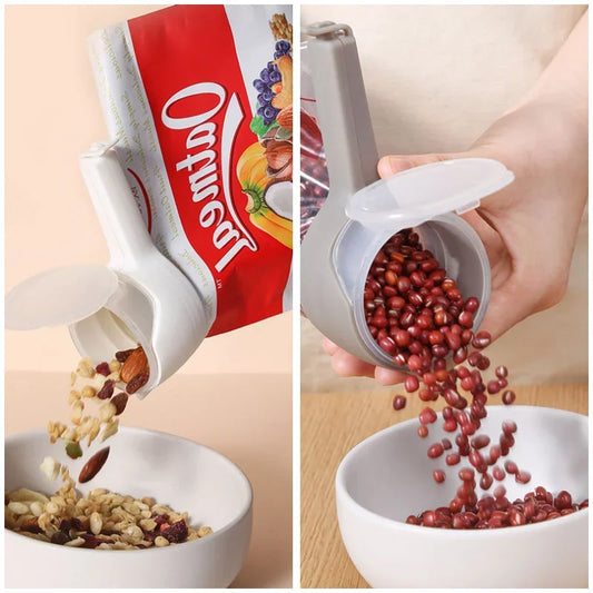 2Pc Bag Clips for Food Food Storage Sealing Clips with Pour Spouts Kitchen Chip Bag Clip Plastic Cap Sealer Clip Kitchen Storage