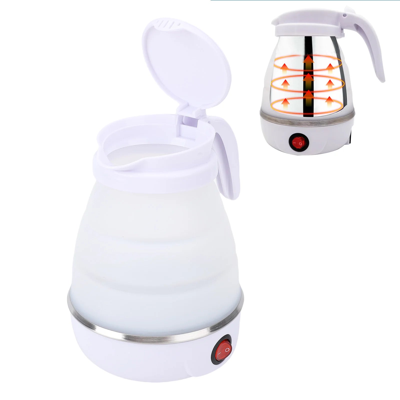 Travel Electric Kettle 600W Foldable Electric Kettle 600Ml Portable Efficient 6 Min Fast Boiled for Travel Camping Home Use