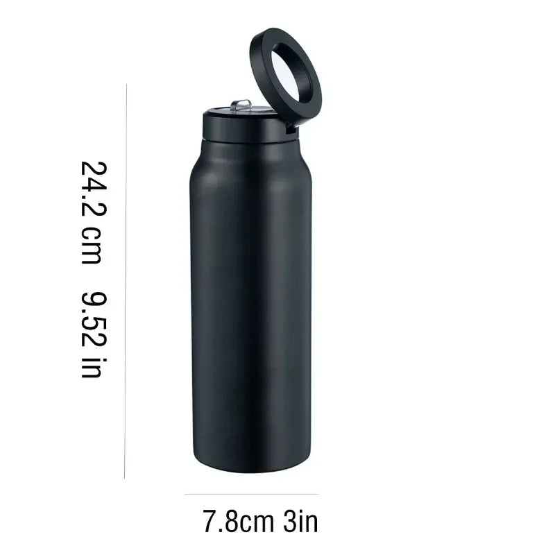 24OZ Insulated Water Bottle Magnetic Mobile Phone Holder Water Bottle 304 Stainless Steel Insulated Mug Outdoor Sports Mug