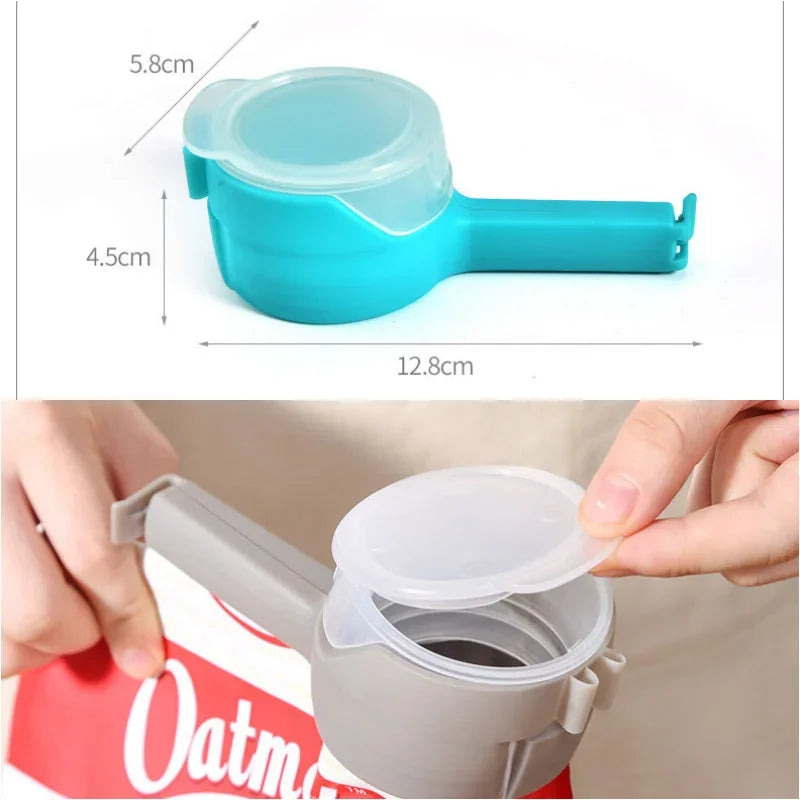 2Pc Bag Clips for Food Food Storage Sealing Clips with Pour Spouts Kitchen Chip Bag Clip Plastic Cap Sealer Clip Kitchen Storage